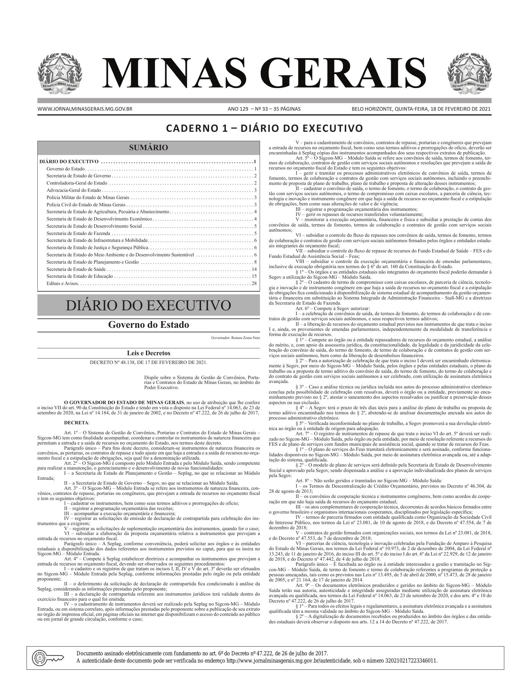 Agência Minas - Notícias do Governo do Estado de Minas Gerais